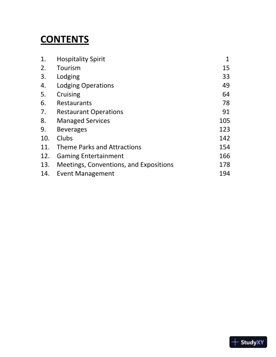 Exploring the Hospitality Industry, 4th Edition Class Notes, page 3