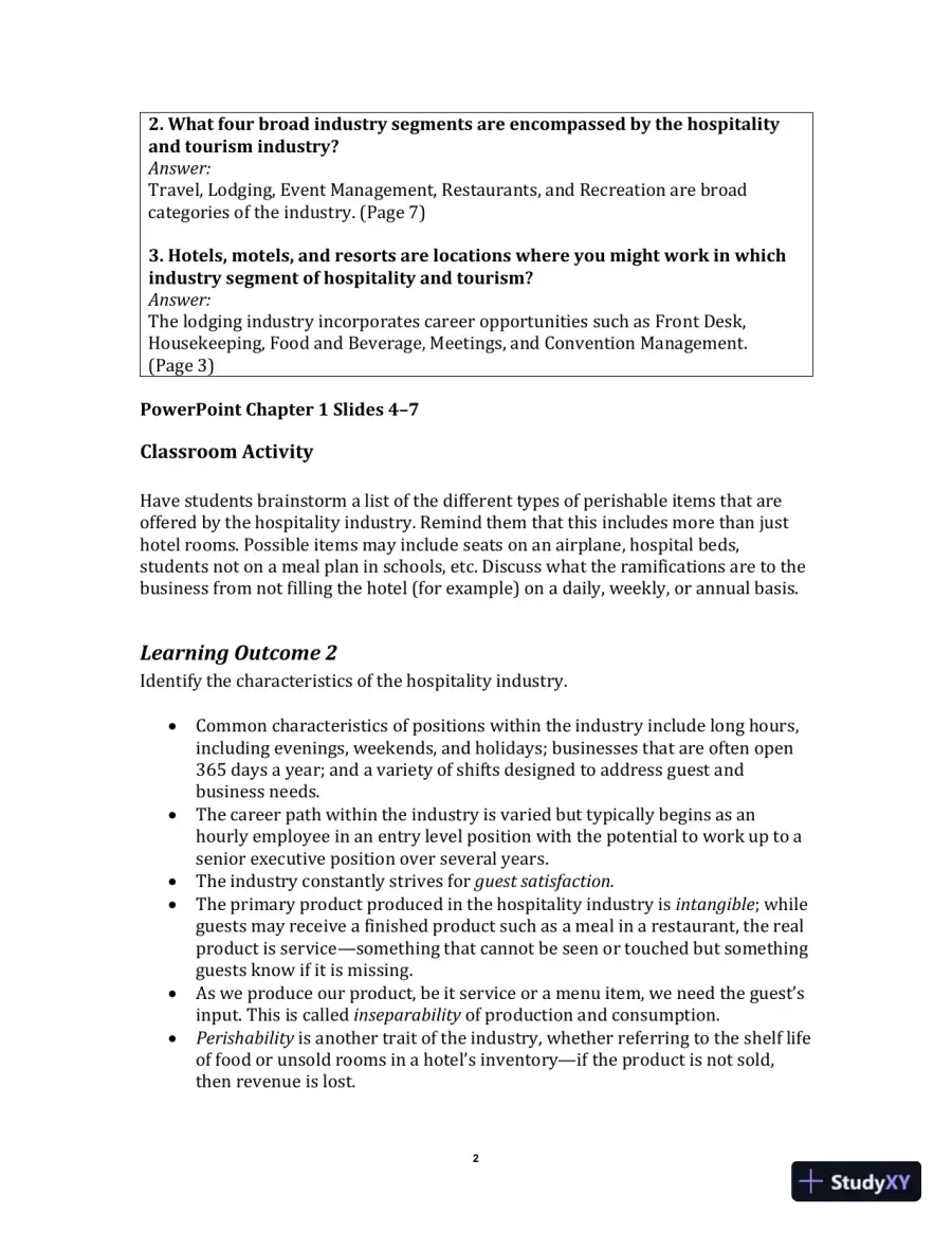 Exploring the Hospitality Industry, 4th Edition Class Notes, page 5