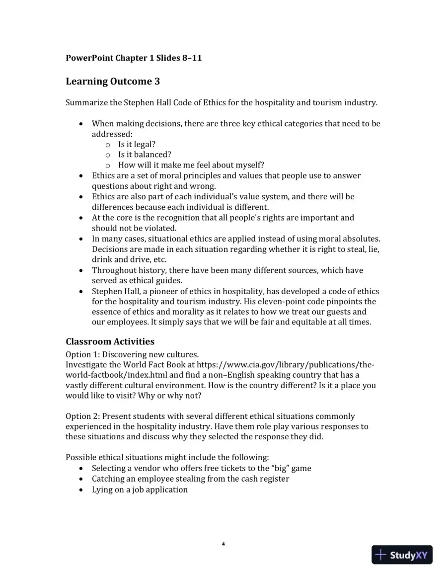 Exploring the Hospitality Industry, 4th Edition Class Notes, page 7