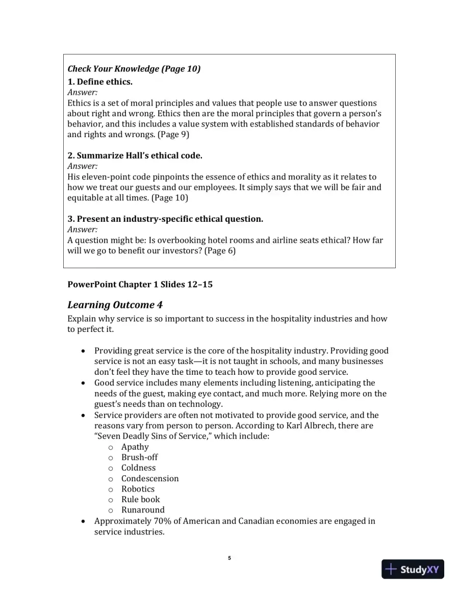 Exploring the Hospitality Industry, 4th Edition Class Notes, page 8