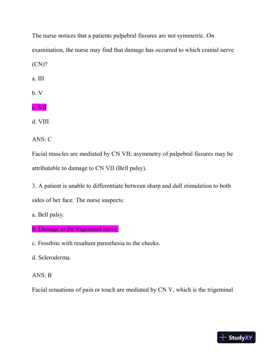 NR509 Advanced Physical Assessment Midterm Exam With Answers (32 Solved Questions), page 3
