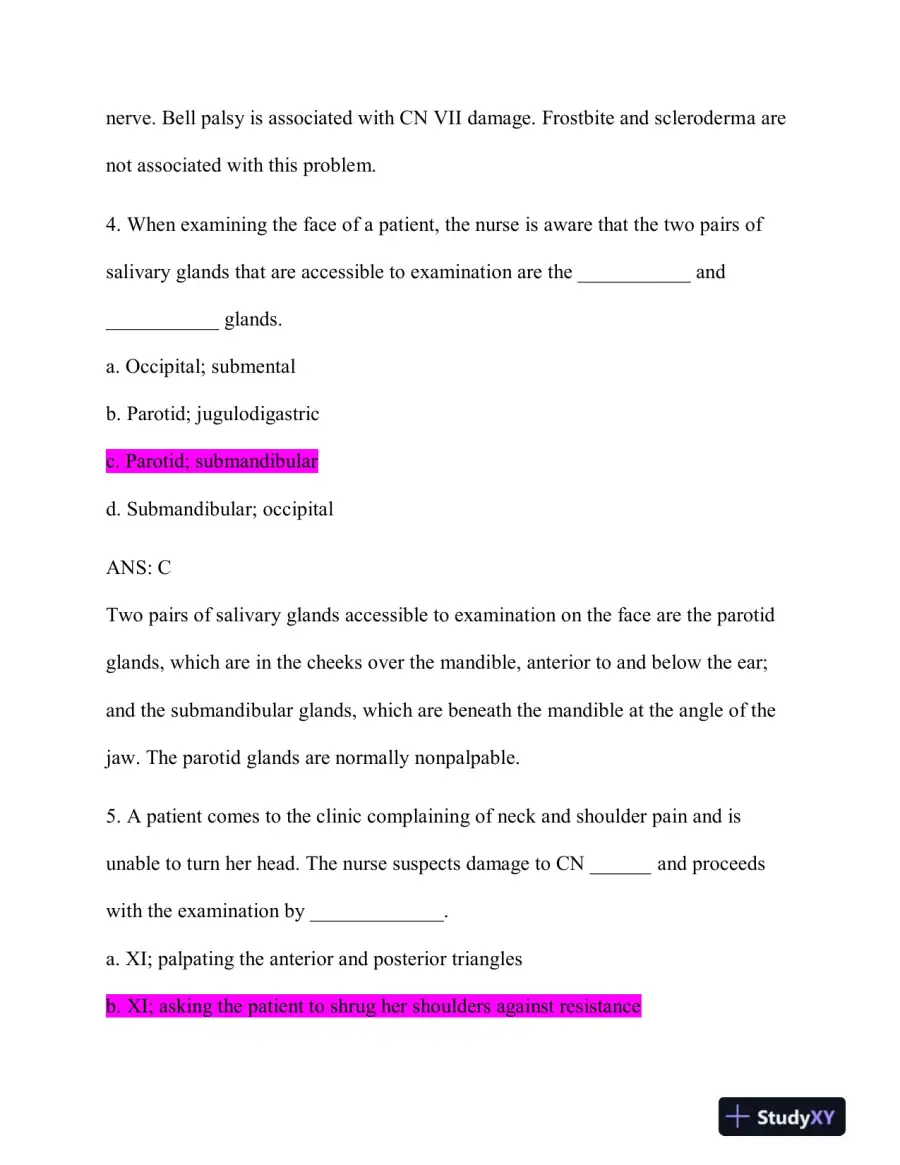 NR509 Advanced Physical Assessment Midterm Exam With Answers (32 Solved Questions), page 4