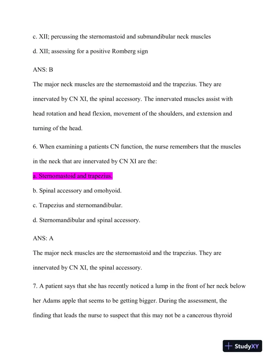 NR509 Advanced Physical Assessment Midterm Exam With Answers (32 Solved Questions), page 5