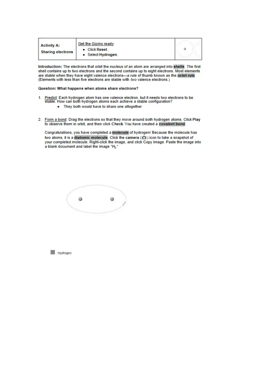 Covalent Bonds (Gizmo), page 2