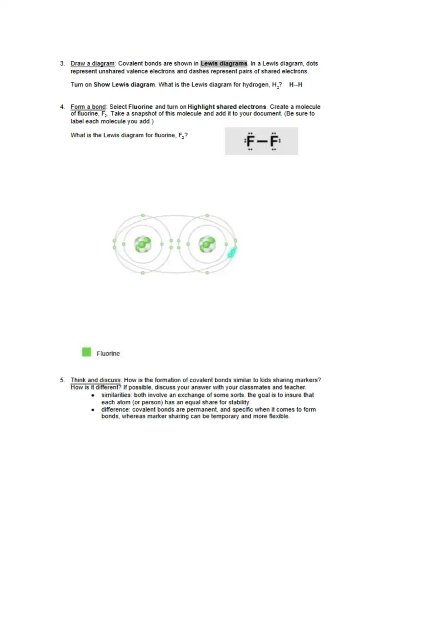 Covalent Bonds (Gizmo), page 3