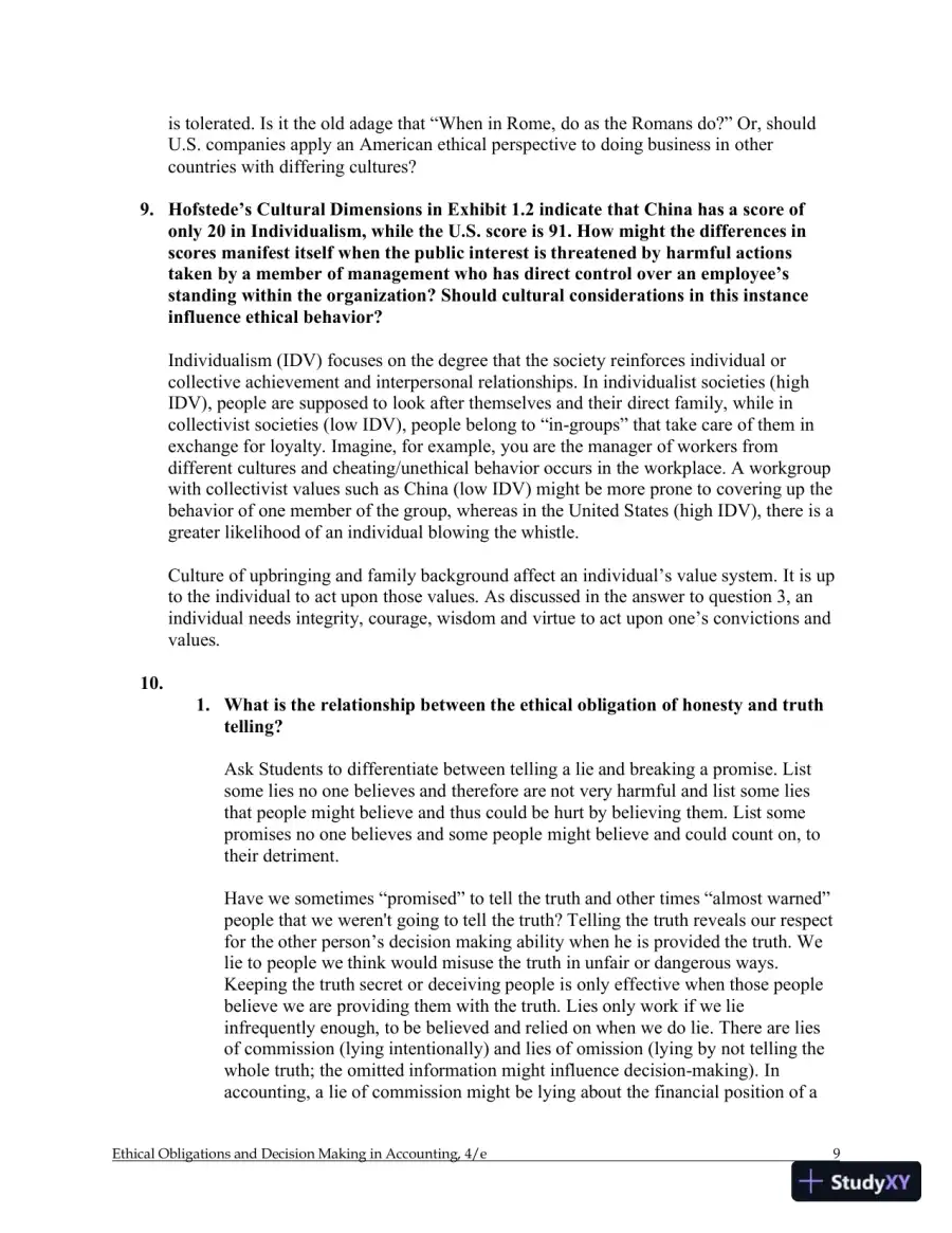 Ethical Obligations and Decision-Making in Accounting: Text and Cases 4th Edition Solution Manual, page 10