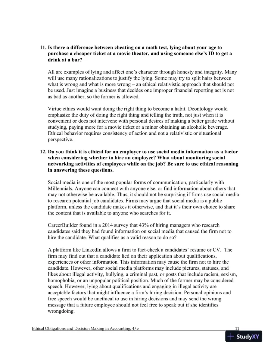 Ethical Obligations and Decision-Making in Accounting: Text and Cases 4th Edition Solution Manual, page 12