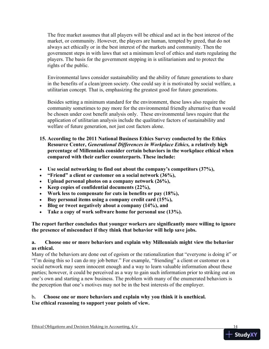 Ethical Obligations and Decision-Making in Accounting: Text and Cases 4th Edition Solution Manual, page 15