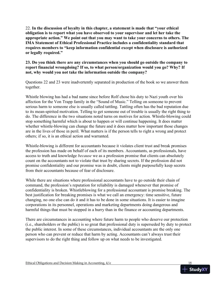 Ethical Obligations and Decision-Making in Accounting: Text and Cases 4th Edition Solution Manual, page 19