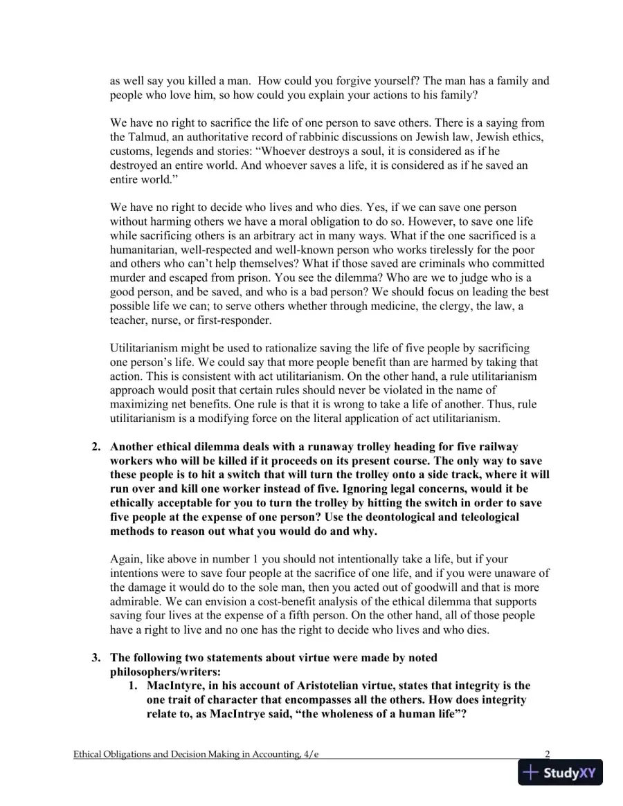 Ethical Obligations and Decision-Making in Accounting: Text and Cases 4th Edition Solution Manual, page 3