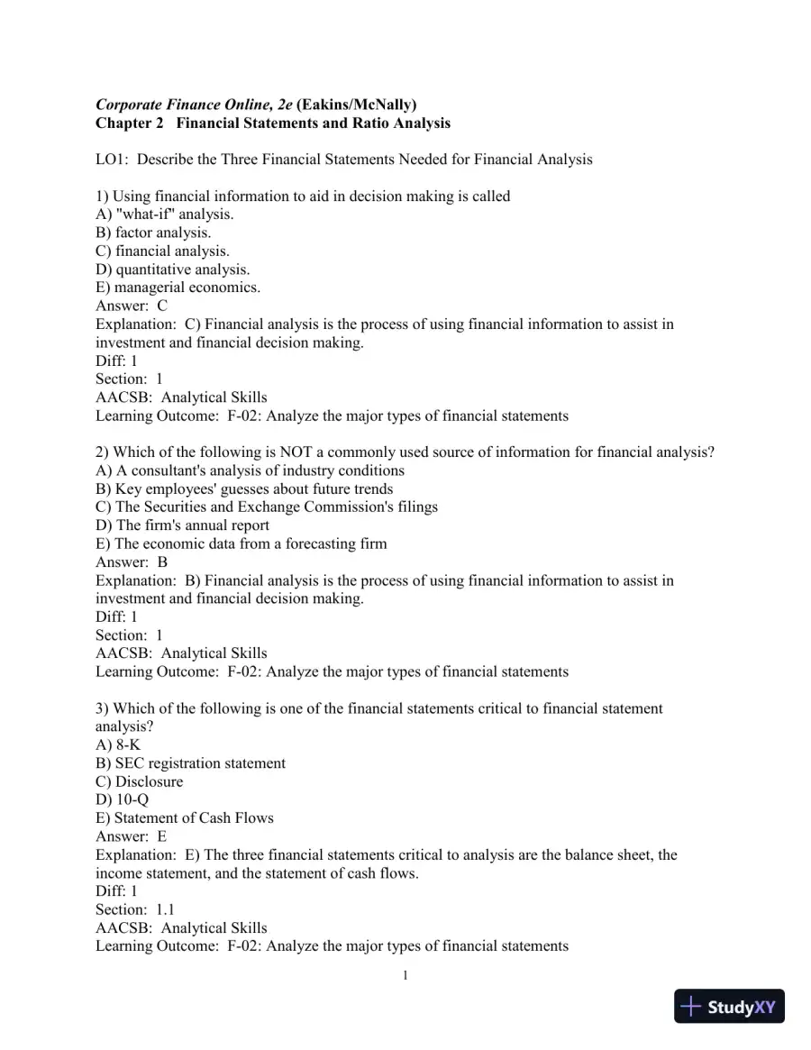 Test Bank for Corporate Finance Online, 2nd Edition, page 18