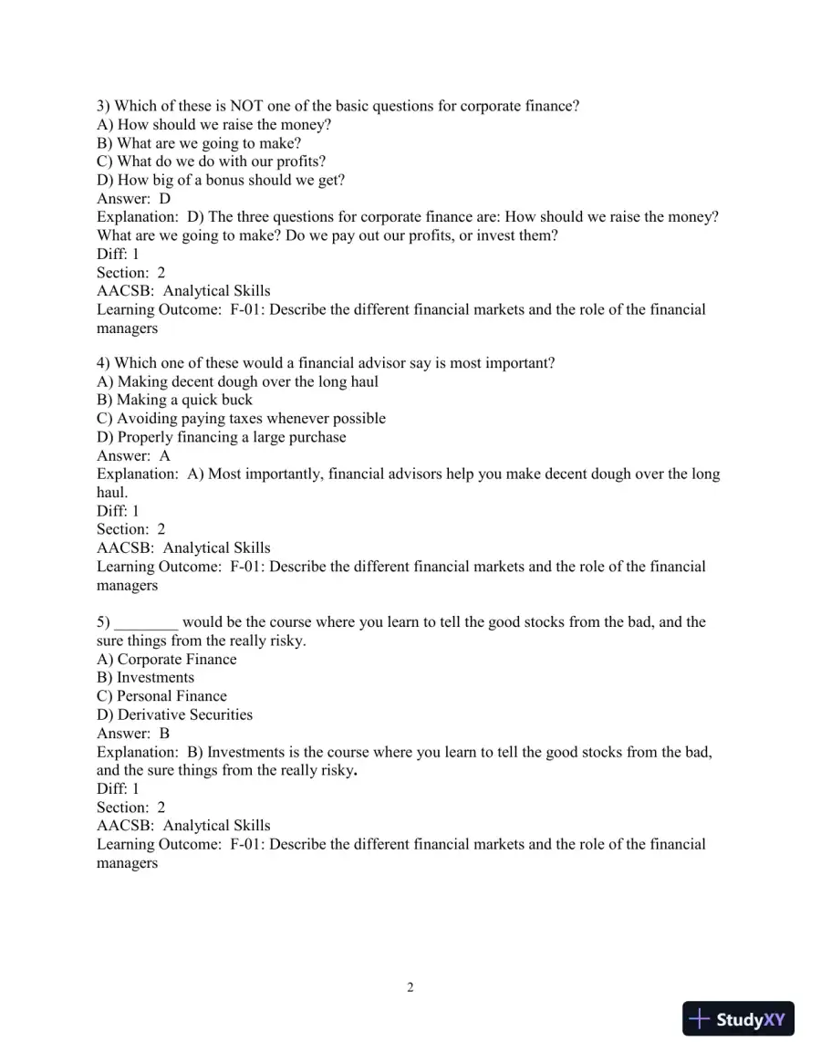 Test Bank for Corporate Finance Online, 2nd Edition, page 3