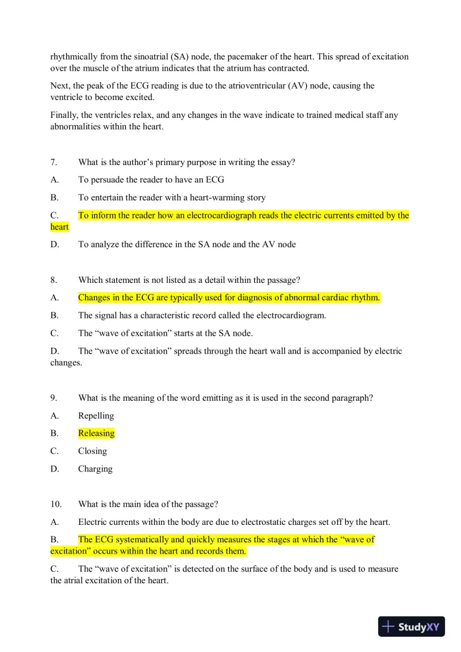 HESI Reading Compehension A2 Exam Version 1 With Answers (48 Solved Questions), page 4