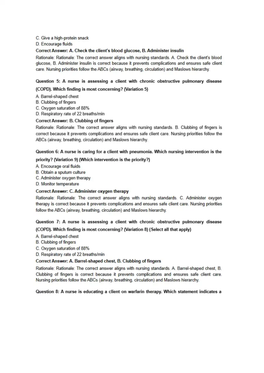 Lippincott Style NCLEX Questions, page 2