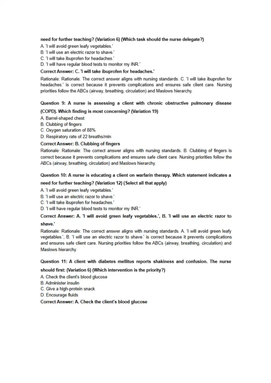 Lippincott Style NCLEX Questions, page 3