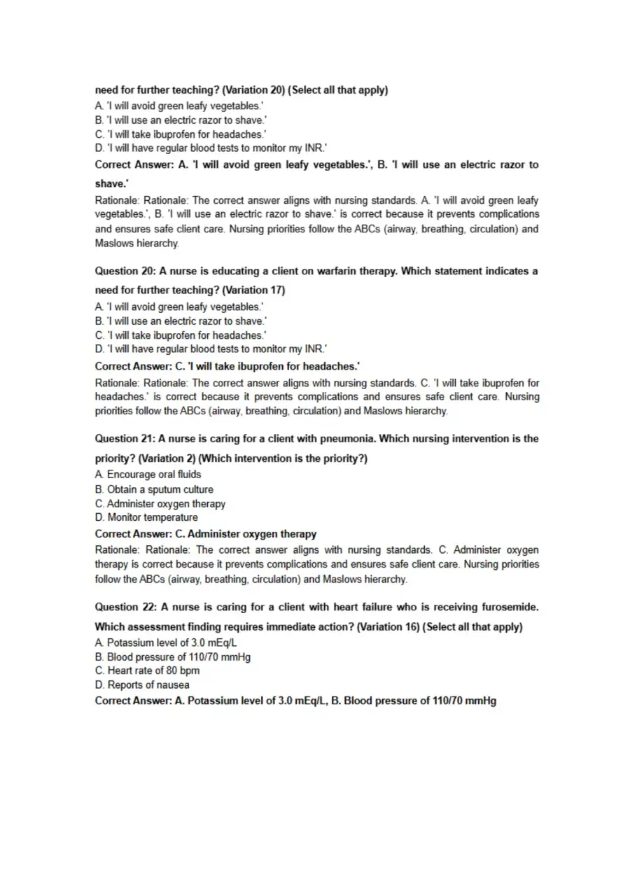 Lippincott Style NCLEX Questions, page 6