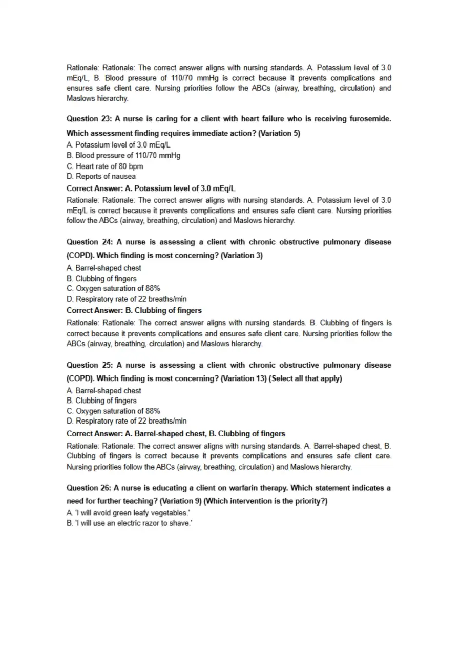 Lippincott Style NCLEX Questions, page 7