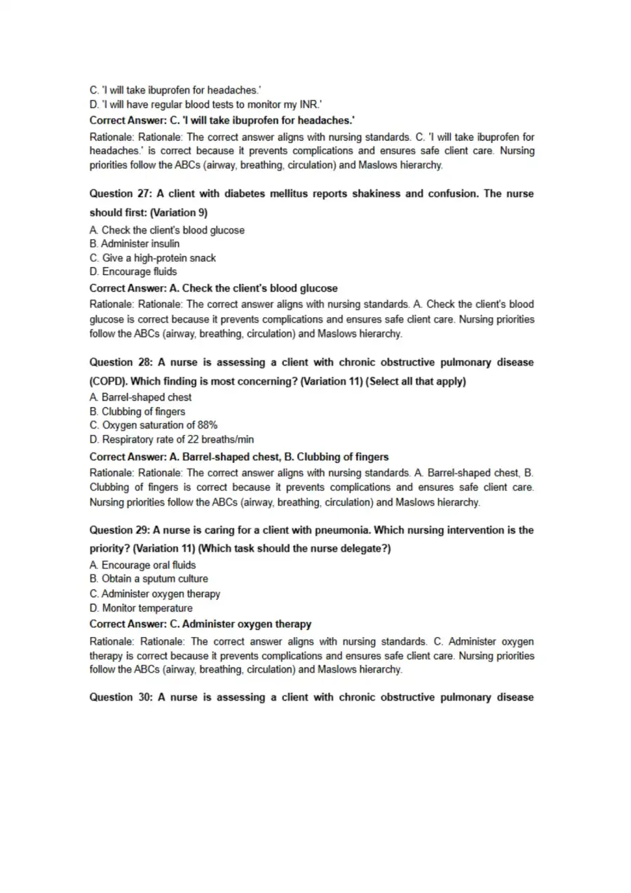 Lippincott Style NCLEX Questions, page 8