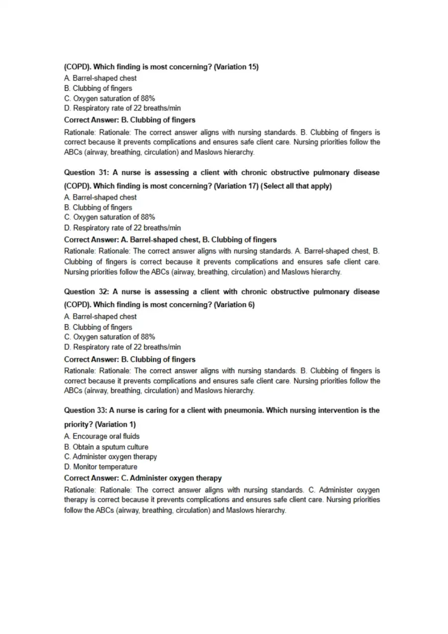 Lippincott Style NCLEX Questions, page 9