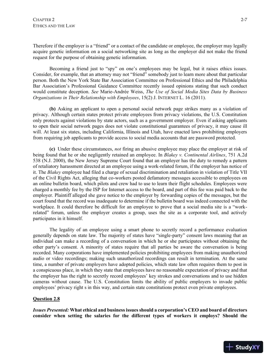 Managers and the Legal Environment: Strategies for the 21st Century, 8th Edition Solution Manual, page 13