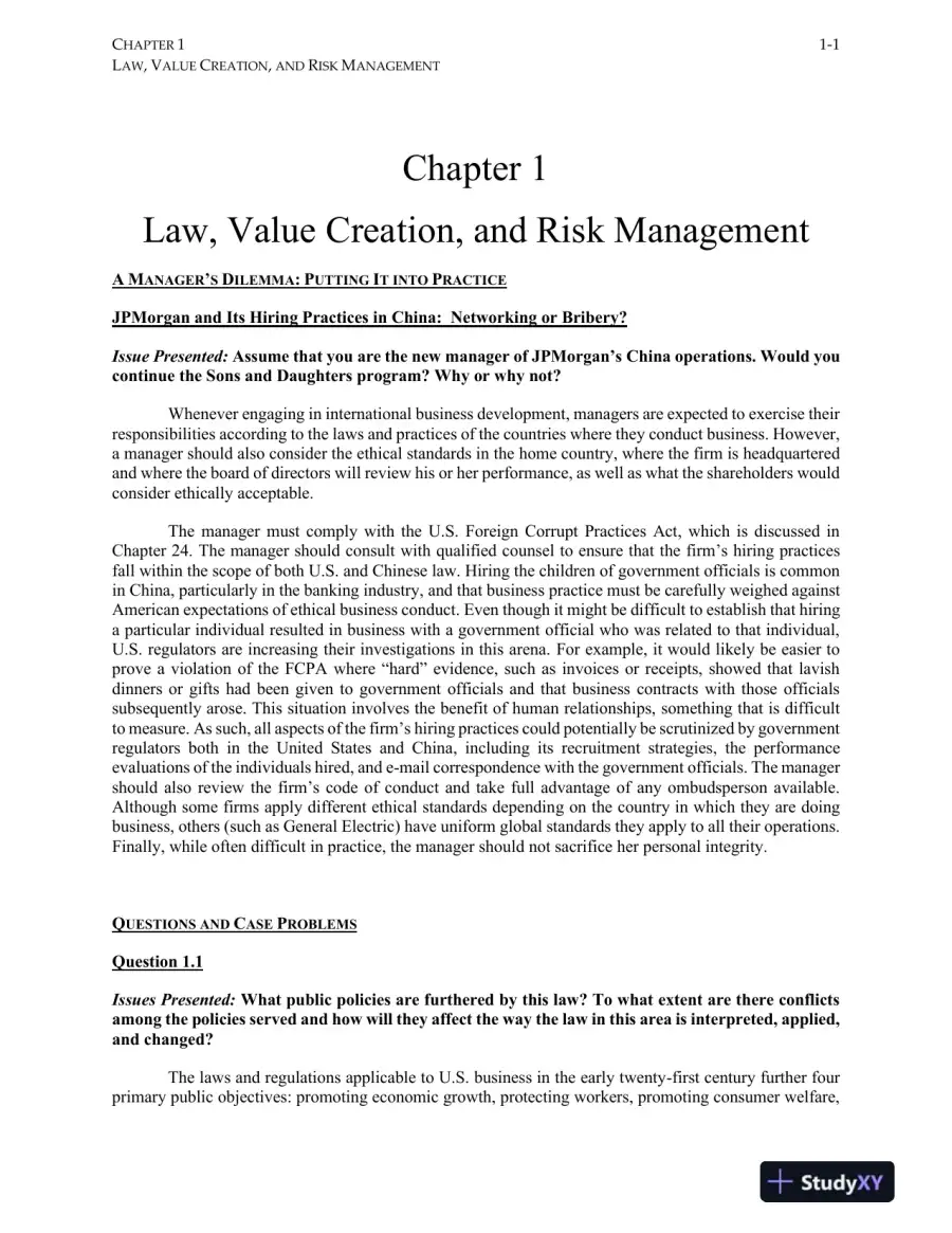 Managers and the Legal Environment: Strategies for the 21st Century, 8th Edition Solution Manual, page 4