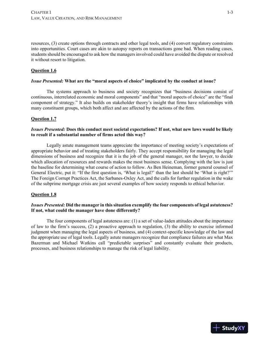Managers and the Legal Environment: Strategies for the 21st Century, 8th Edition Solution Manual, page 6