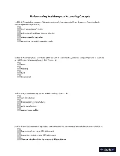 Understanding Key Managerial Accounting Concepts - Page 1 preview image