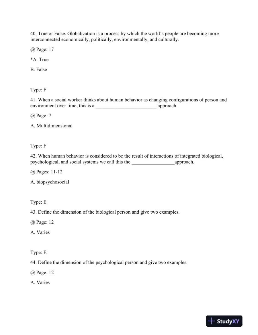 Dimensions of Human Behavior: Person and Environment Fifth Edition Test Bank, page 12