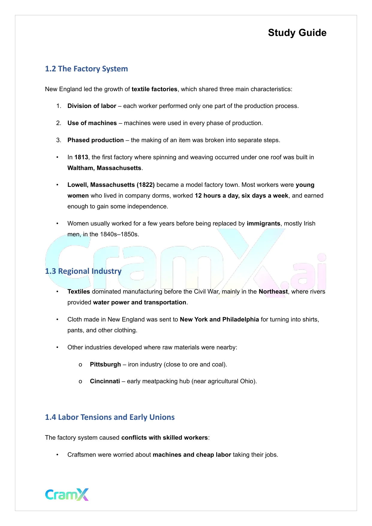 U.S. History I - Economic Growth and Development 1815–1860 - Page 2 preview image