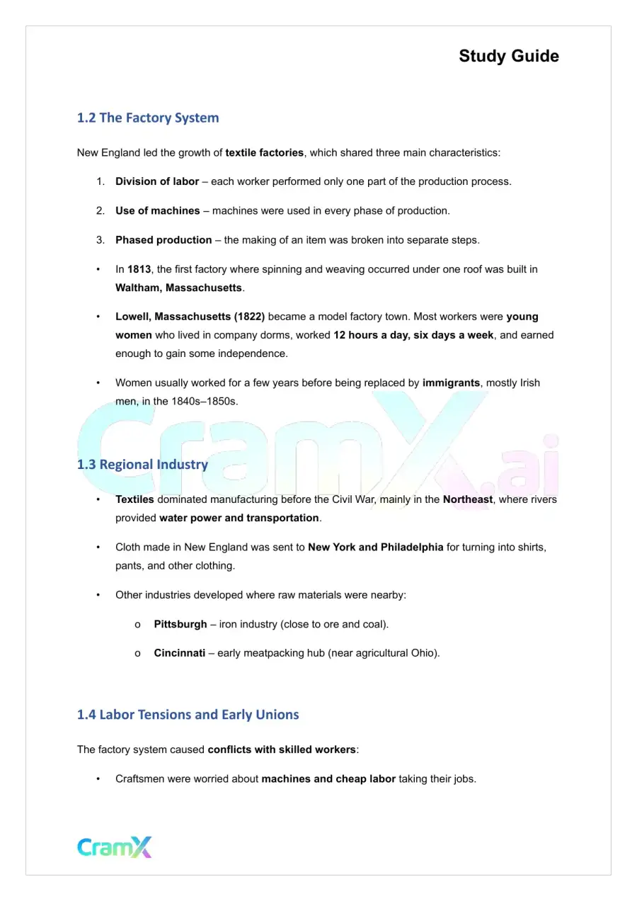 U.S. History I - Economic Growth and Development 1815–1860, page 2