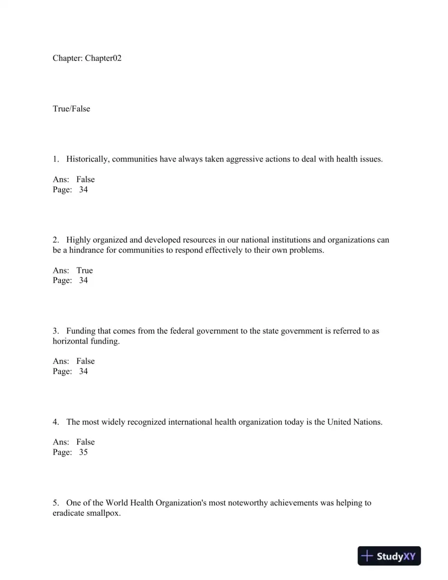 An Introduction to Community Health 7th Edition Test Bank, page 12