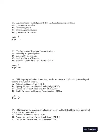 An Introduction to Community Health 7th Edition Test Bank - Page 15 preview image