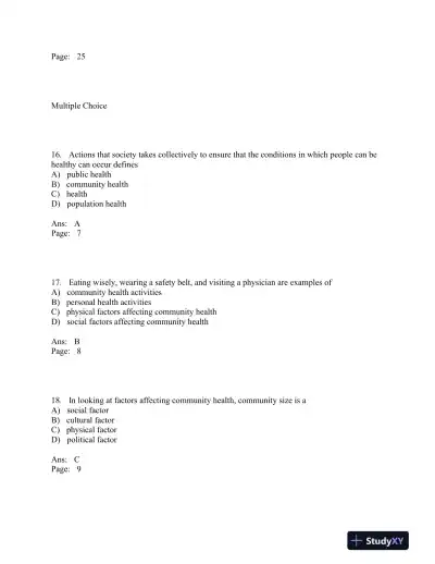 An Introduction to Community Health 7th Edition Test Bank - Page 5 preview image