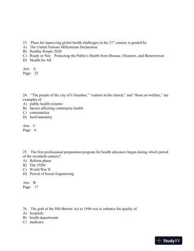 An Introduction to Community Health 7th Edition Test Bank - Page 7 preview image