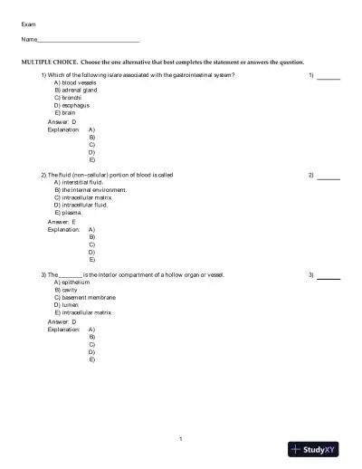 Principles Of Human Physiology, 5th Edition Test Bank - Page 1 preview image