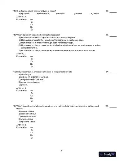 Principles Of Human Physiology, 5th Edition Test Bank - Page 6 preview image