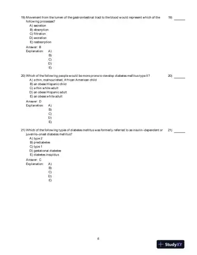 Principles Of Human Physiology, 5th Edition Test Bank - Page 7 preview image