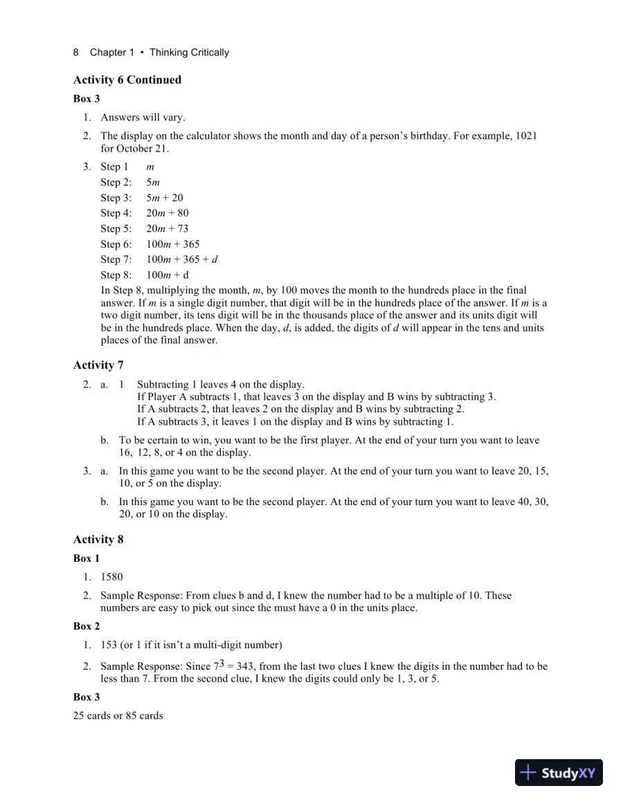 Solution Manual for Mathematical Reasoning for Elementary Teachers, 7th Edition, page 9