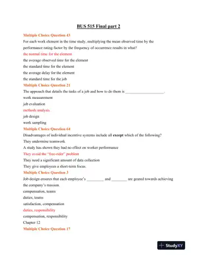 BUS 515 Final Part 2 - Page 1 preview image