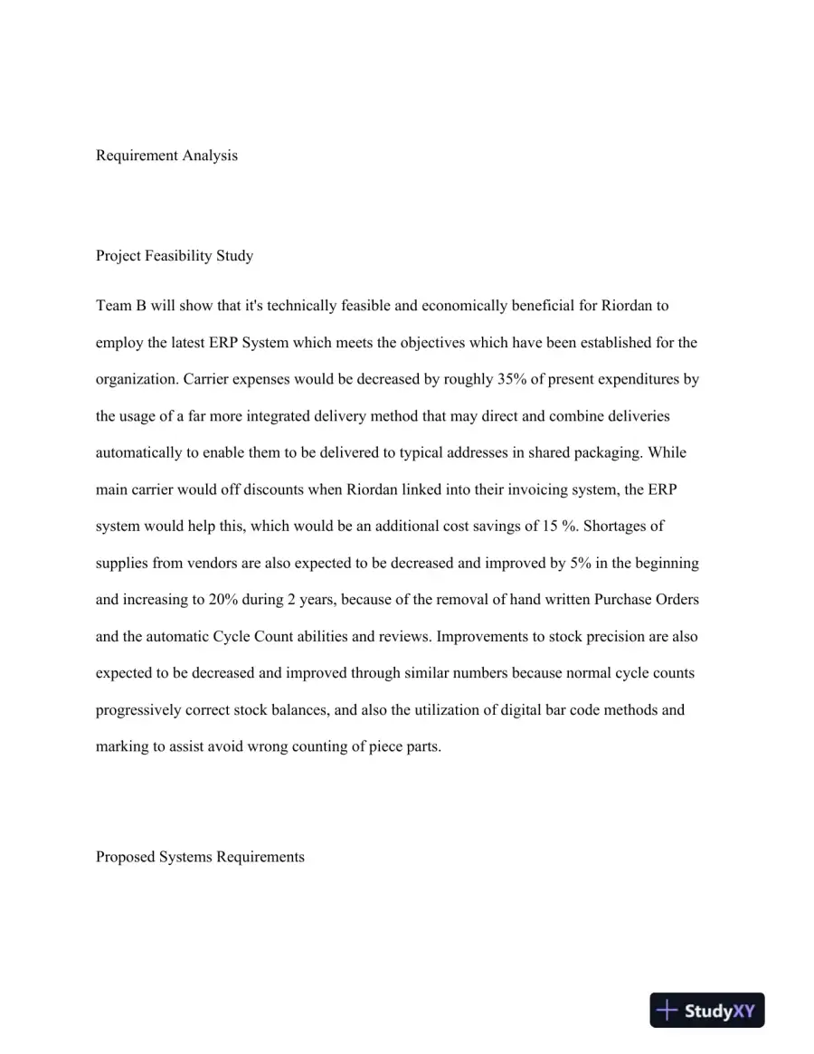 BSA 400 Riordan: Development of an ERP System Final Report, page 6