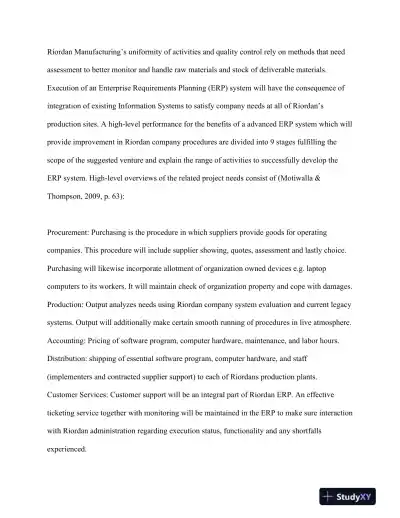 BSA 400 Riordan: Development of an ERP System Final Report - Page 7 preview image