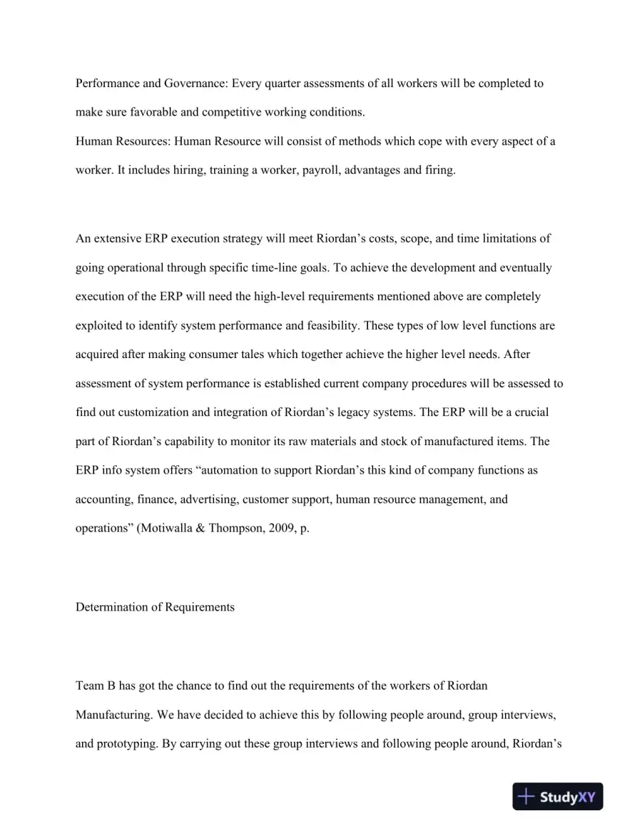 BSA 400 Riordan: Development of an ERP System Final Report, page 8