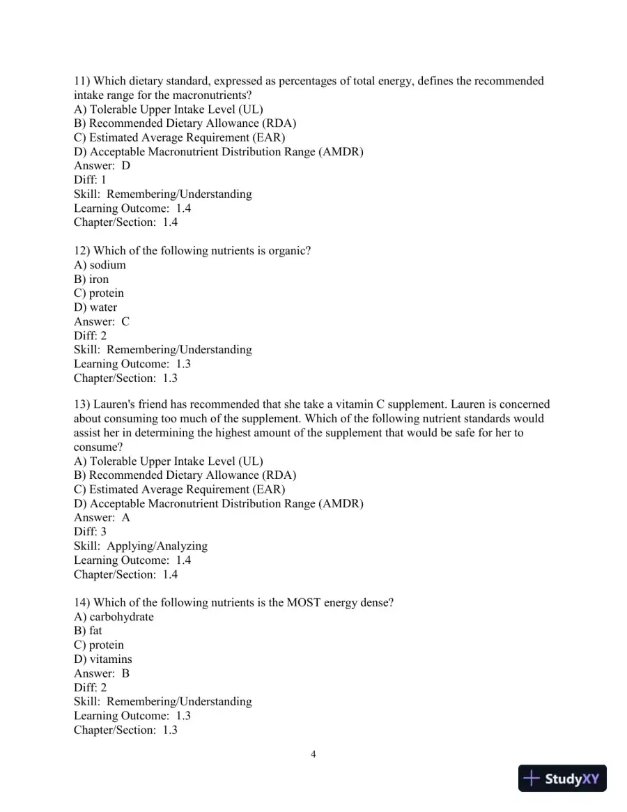 Test Bank For Nutrition: An Applied Approach, 5th Edition, page 5
