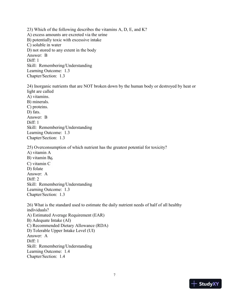 Test Bank For Nutrition: An Applied Approach, 5th Edition, page 8