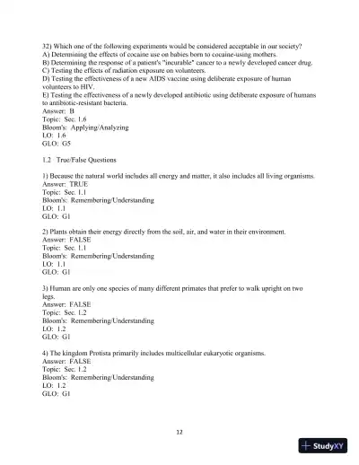 Human Biology: Concepts And Current Issues, 8th Edition Test Bank - Page 13 preview image