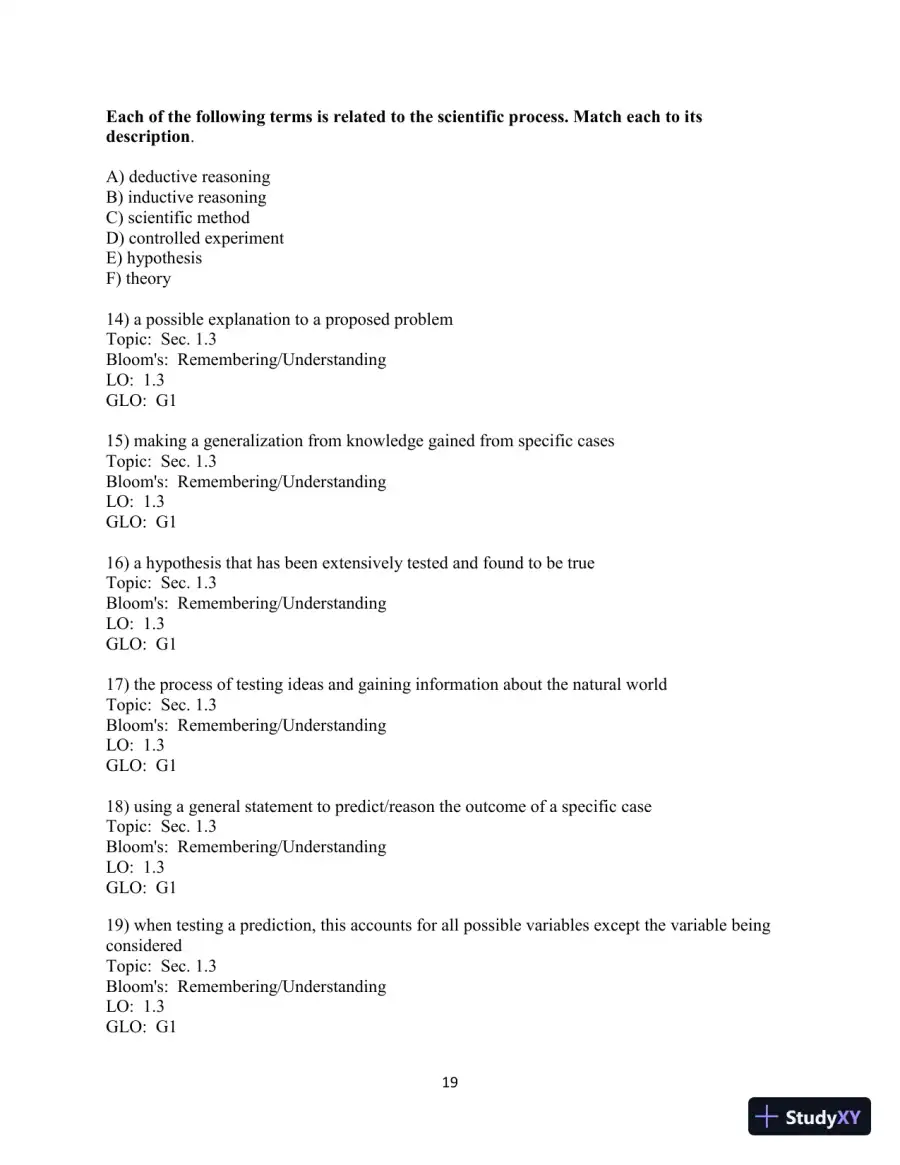Human Biology: Concepts And Current Issues, 8th Edition Test Bank, page 20