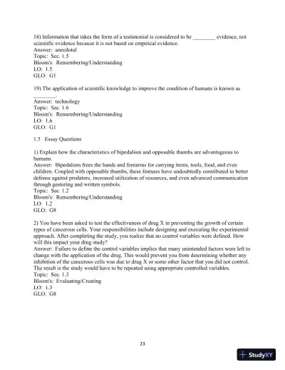 Human Biology: Concepts And Current Issues, 8th Edition Test Bank - Page 24 preview image