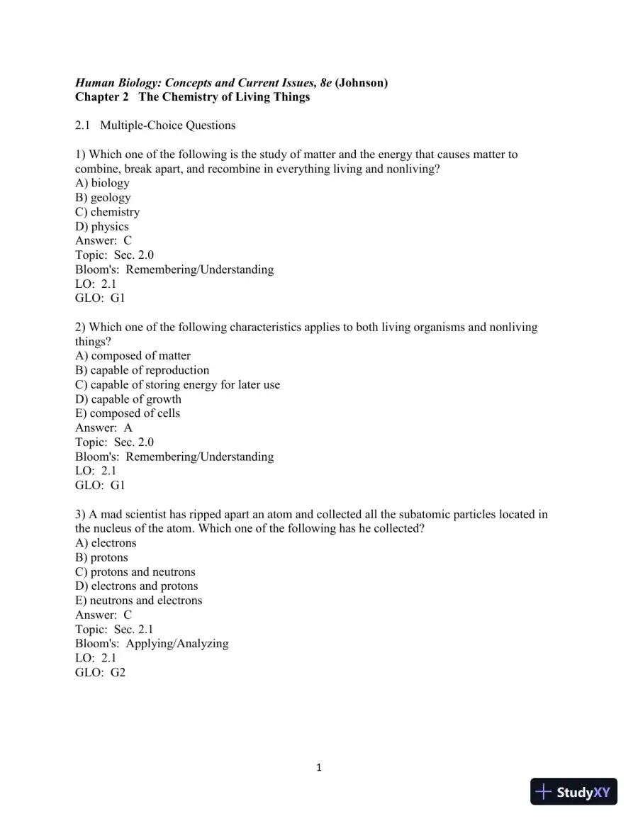 Human Biology: Concepts And Current Issues, 8th Edition Test Bank, page 26