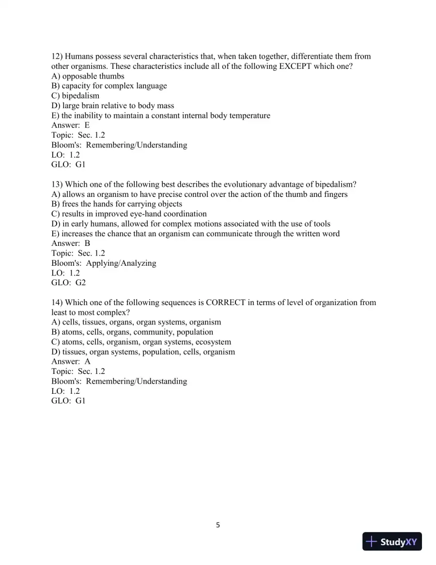 Human Biology: Concepts And Current Issues, 8th Edition Test Bank, page 6