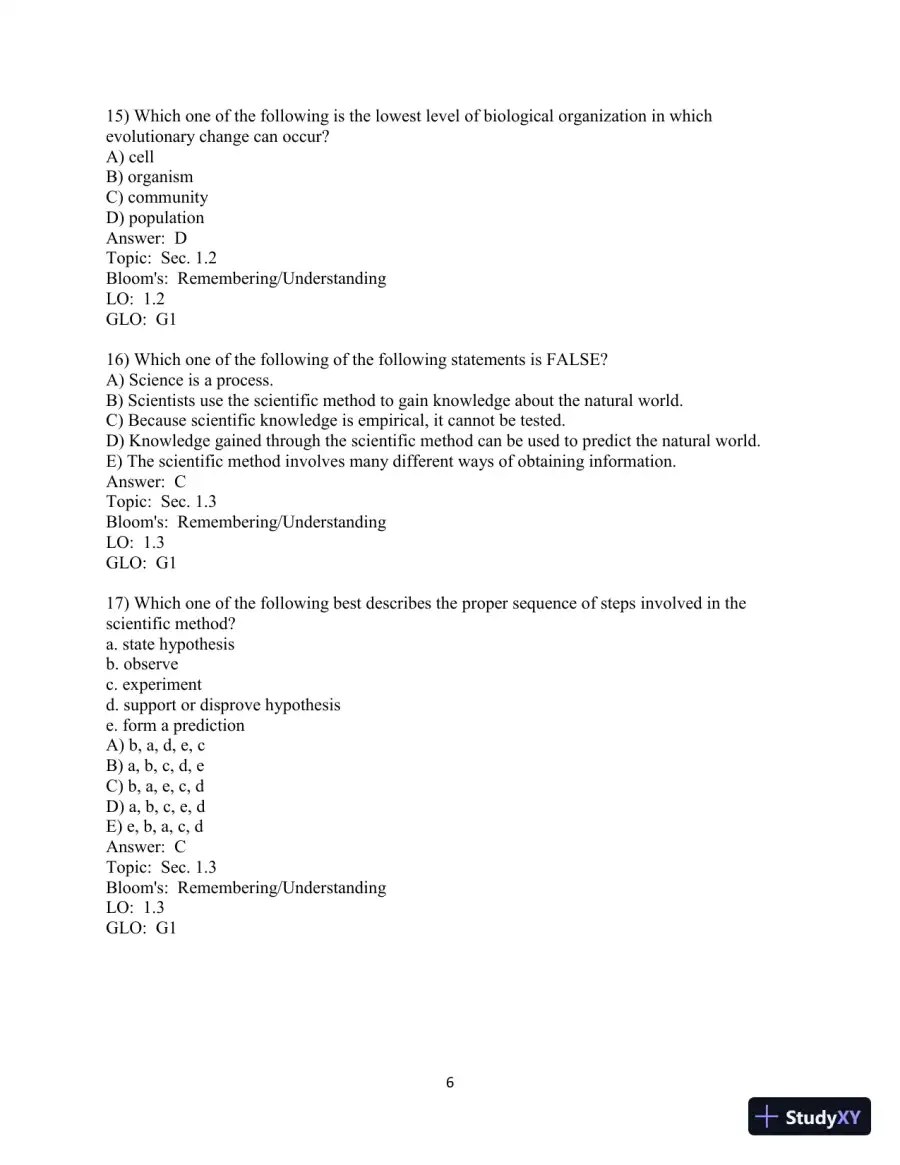 Human Biology: Concepts And Current Issues, 8th Edition Test Bank, page 7
